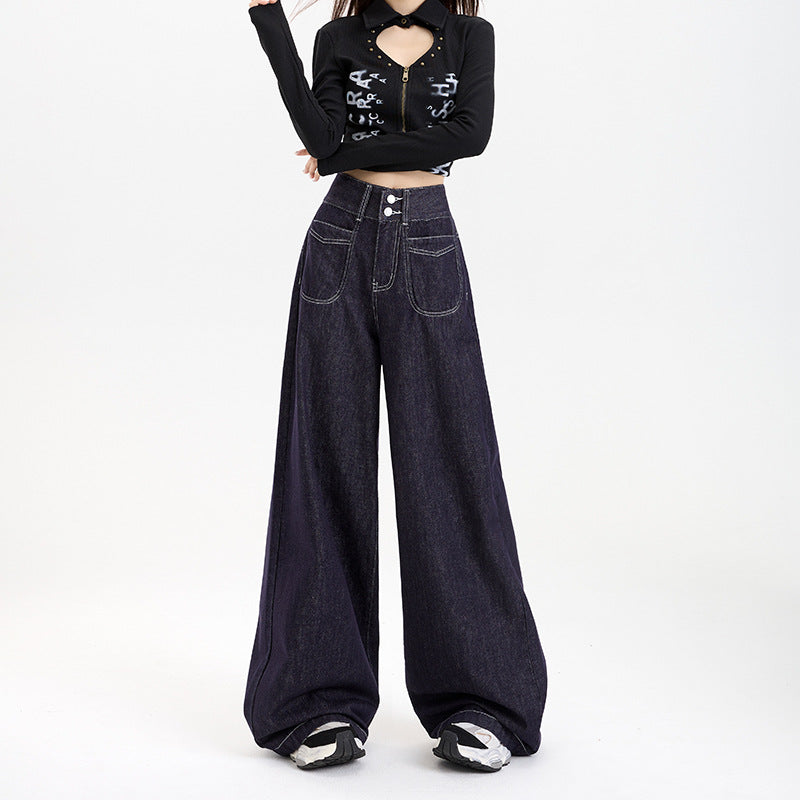 Wide-Leg Pants Simple and Versatile Slimming Straight Leg Floor-Length Pants for Women