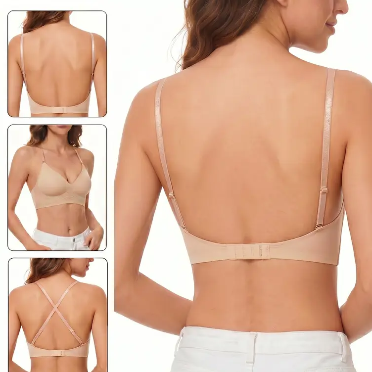 💞Deep V Low Back Backless Bra for A/B/C Cup - Seamless Invisible Bra