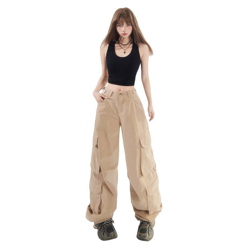 Women's Pants Casual High-Waisted Wide-Leg Trousers Floor-Length Drape