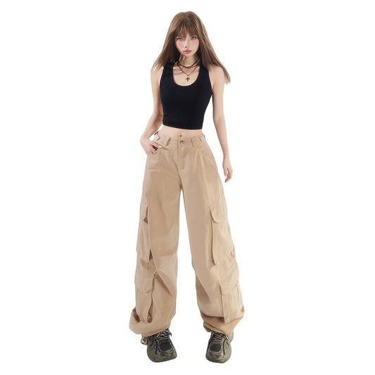 Women's Pants Casual High-Waisted Wide-Leg Trousers Floor-Length Drape