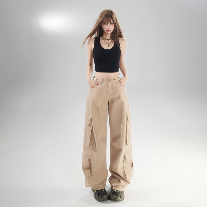 Women's Pants Casual High-Waisted Wide-Leg Trousers Floor-Length Drape