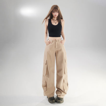 Women's Pants Casual High-Waisted Wide-Leg Trousers Floor-Length Drape
