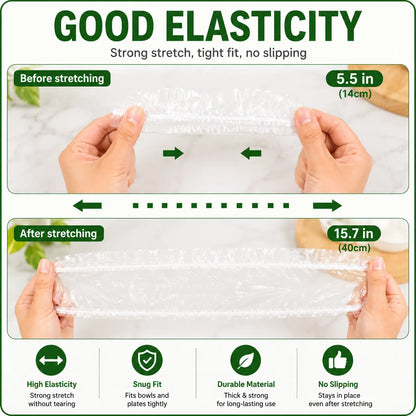 100PCS Disposable Stretch Food Covers, Elastic Kitchen Bowl & Plate Lids, Plastic Wrap Alternative for Food Storage & Leftovers Preservation