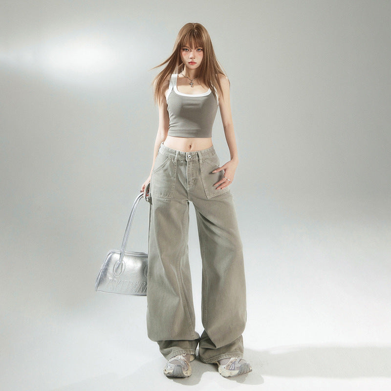 Loose Wide-Leg Pants, Boho Chic, Versatile Slimming Women's Denim Pants