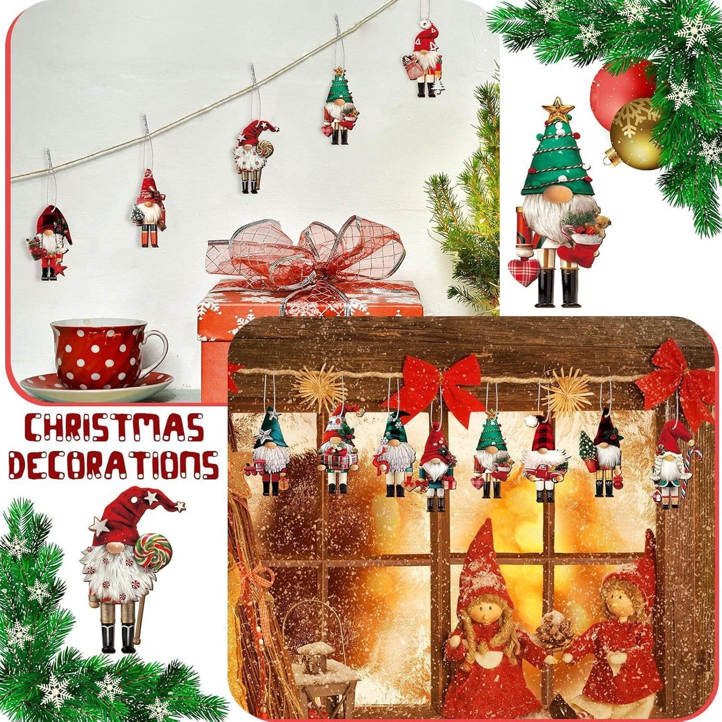 Gnome Nutcracker Christmas Tree Ornaments Set (12pcs)