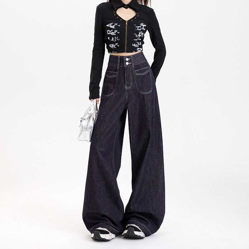 Wide-Leg Pants Simple and Versatile Slimming Straight Leg Floor-Length Pants for Women