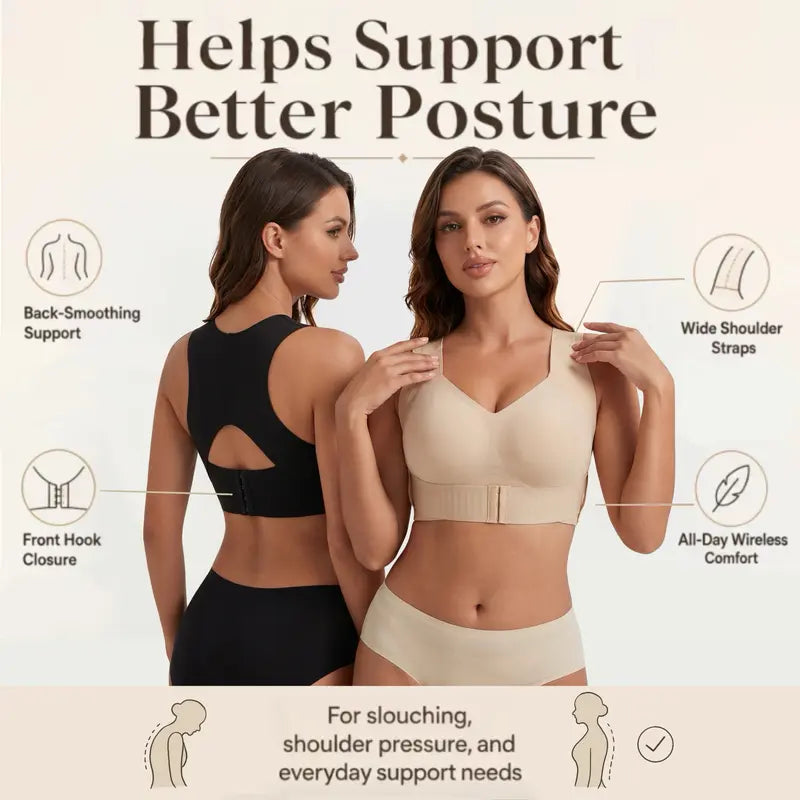 NESLEMY® Front-Closure Cross-Back Wireless Support Bra