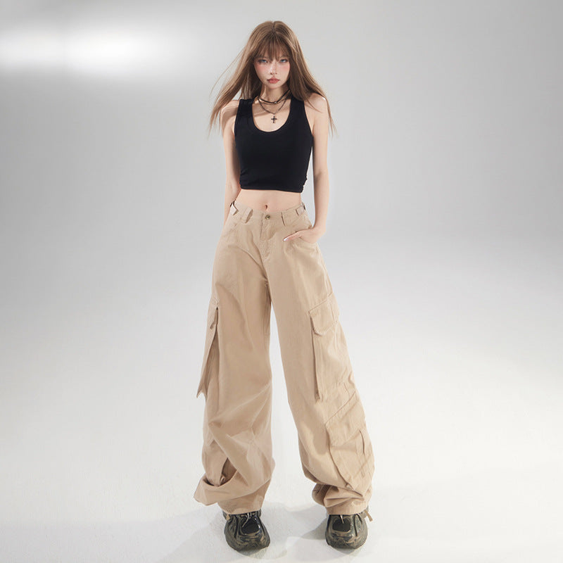 Women's Pants Casual High-Waisted Wide-Leg Trousers Floor-Length Drape