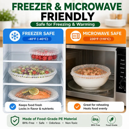 100PCS Disposable Stretch Food Covers, Elastic Kitchen Bowl & Plate Lids, Plastic Wrap Alternative for Food Storage & Leftovers Preservation