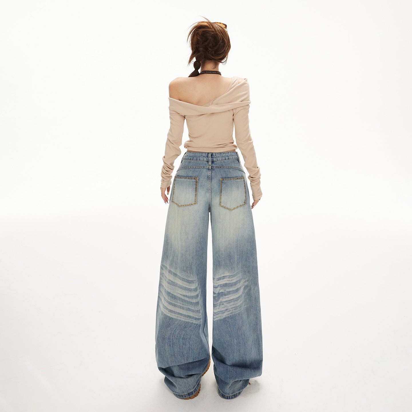 Women's  Wide-Leg Jeans Female Spicy Girl Slimming Loose Straight Tube Floor-Length Pants