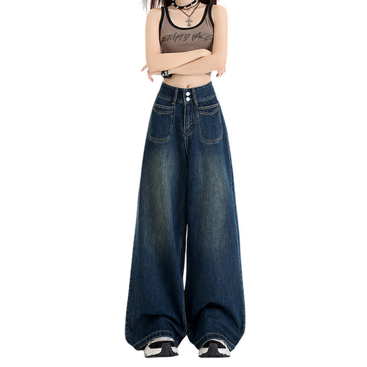 Wide-Leg Pants Simple and Versatile Slimming Straight Leg Floor-Length Pants for Women