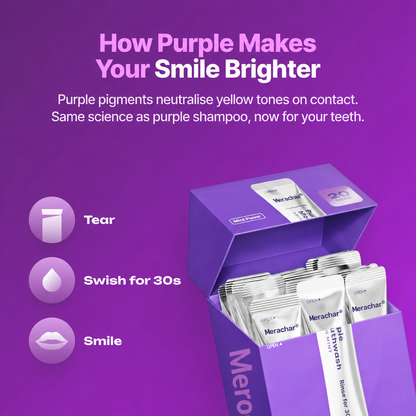 Merochar® Purple Mouthwash — 30-Second Color-Correcting Smile Brightener for Fresher Breath