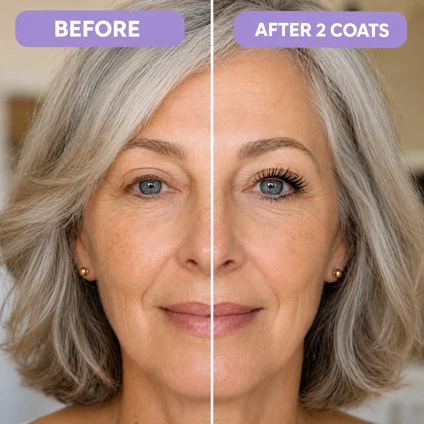 Mature woman with defined mascara lashes