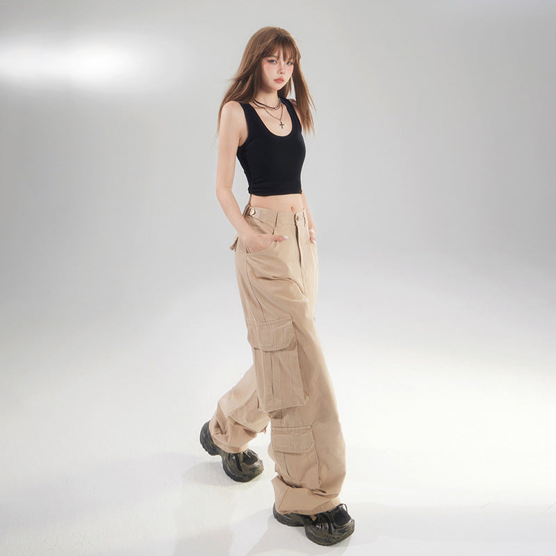Women's Pants Casual High-Waisted Wide-Leg Trousers Floor-Length Drape